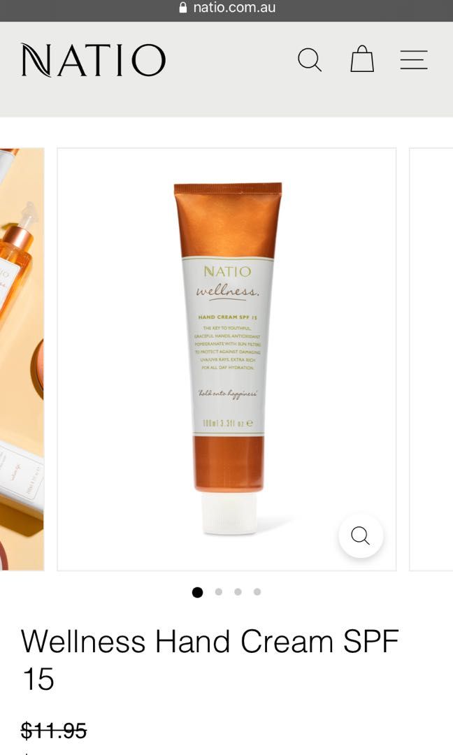 natio wellness handcream spf 15, Kesehatan & Kecantikan, Kulit, Sabun