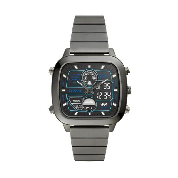 NEW Fossil Analog Digital Retro Chronograph Stainless Steel Mens