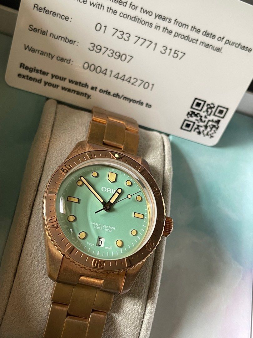 Oris Diver's 65 Bronze Tiffany dial, Luxury, Watches on Carousell