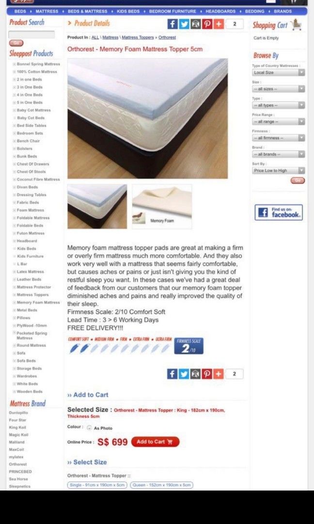 ORTHORTHOREST KING SIZE MATTRESS TOPPER MEMORY FOAM, Furniture & Home