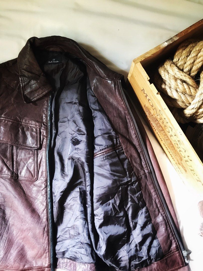 Vintage Paul Smith leather jacket 太襟 牛革 割引購入 exprealty.ca