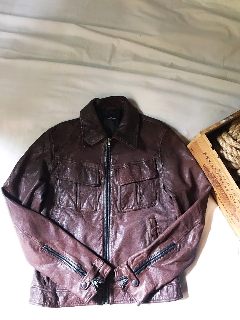 Paul Smith Leather Jacket Jaket Kulit Asli Jaket kulit trucker