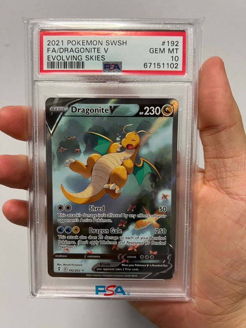 Pokemon TCG Dragonite V Alternate Art Evolving Skies PSA 10, Hobbies & Toys, Toys & Games on