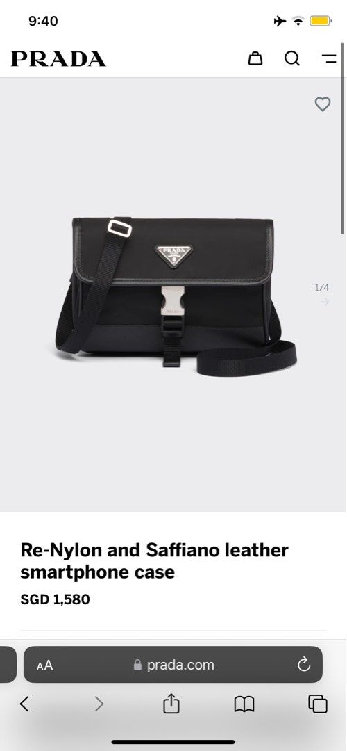 Prada re-nylon saffiano phone bag, Luxury, Bags & Wallets on Carousell