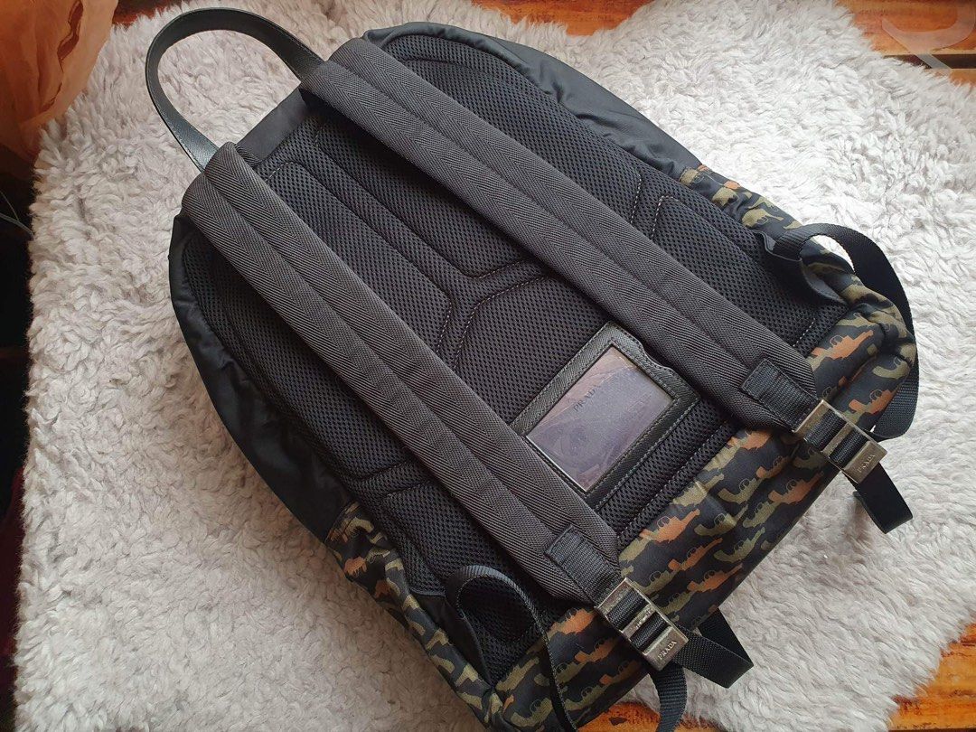 Prada Stampata Noir Militare Large backpack (Category: Luxury Bags & Wallets) located in Cagayan de Oro. Submitted by borse_de_amore (Listing ID 1224821955, Image 3). Description: Prada Stampata Noir Militare Large backpack Rank 8.5/10 Fresh pa No major flaws signs of use lang. Kasya 15inch Laptop. 🏷18k only from 22k MOP: 🚫No Shopee Checkout 🚫 Gcash BDO Shipping: 🚫No COD/COP🚫 Flash Express/J&T I also give discounts for Bundled items. Happy S