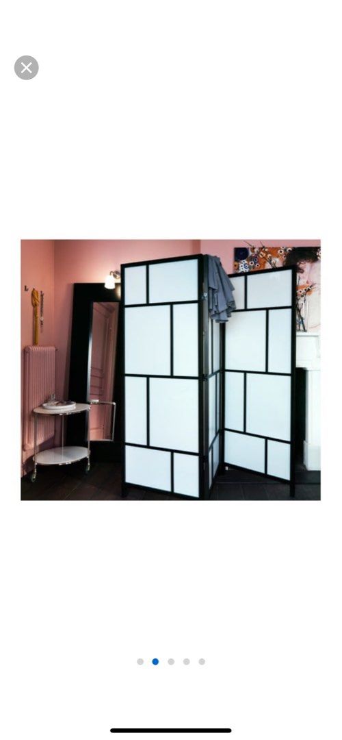 Room divider, RISOR Room divider White/black 216×185 Malm Brimnes
