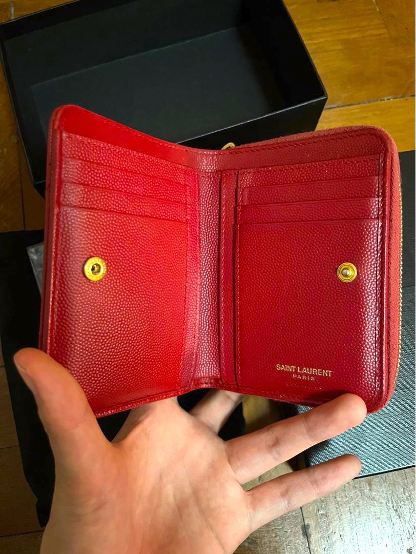 Monogram compact zip around wallet in grain de poudre embossed leather sale