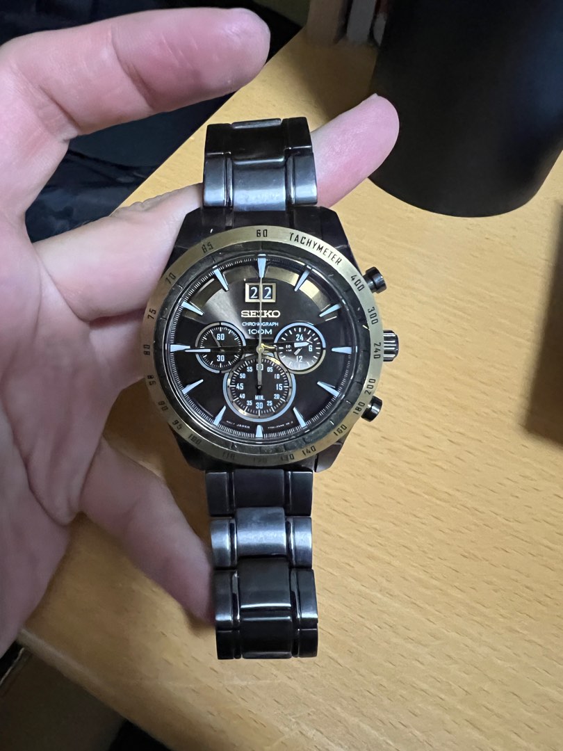 seiko chronograph 100m, 名牌, 手錶- Carousell