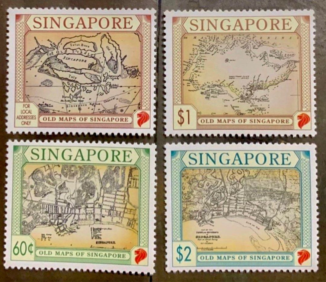 Singapore stamps 1996 collection of vintage old maps of Straits