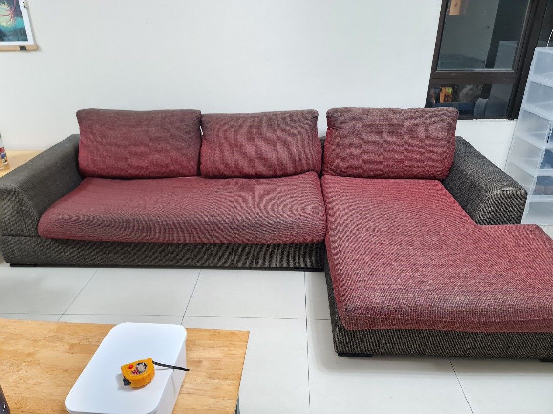 Sofa 3 seater L shape sofa, fabric, Furniture & Home Living, Furniture