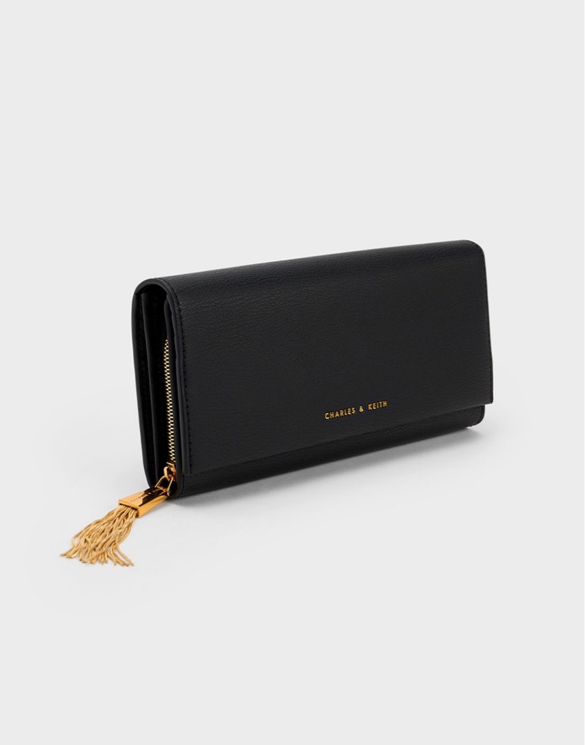 Tassel Detail Long Wallet - Black