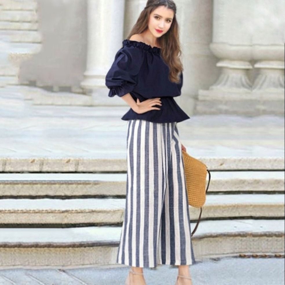 TEM The Editor's Market Linen Striped Drawstring Pants in Grey (XS),  Women's Fashion, Bottoms, Other Bottoms on Carousell