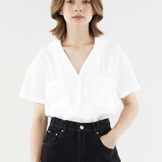 TEM The Editor’s Market Valla Oversized Short-Sleeve Shirt (White)