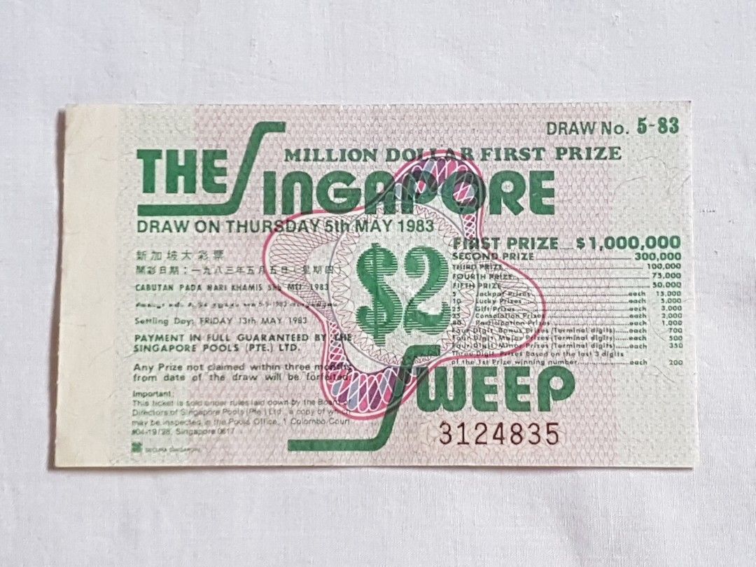 The Singapore Sweep Ticket 6th May 1983, Hobbies & Toys, Memorabilia