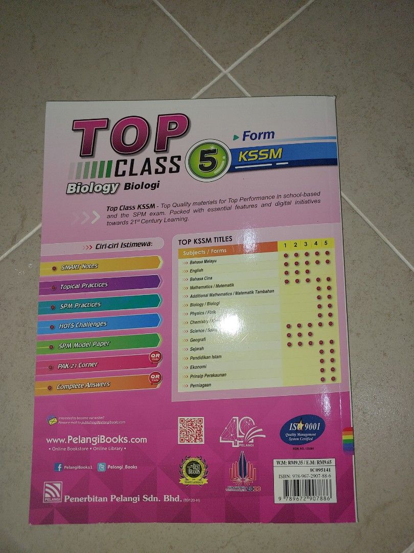 TOP Class KSSM F5 Biology (Dwibahasa), Hobbies & Toys, Books