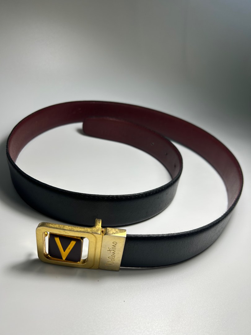 New belt Mario Valentino Men's Black Belt reversible signature bag