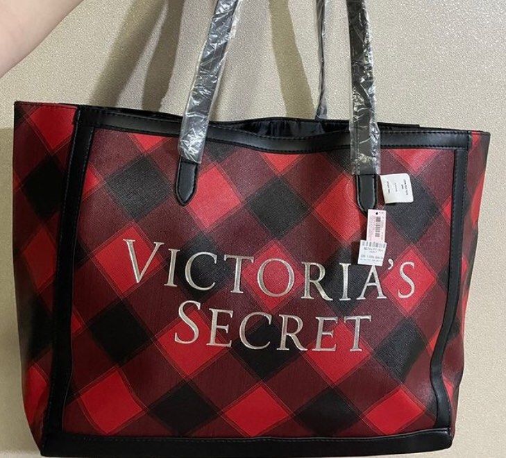 VICTORIA SECRET TOTE BAG Red Black Hitam Merah VS SALE FROM 1jt