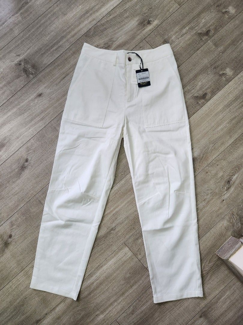 White Casual Cotton Pants Women s Fashion Bottoms Jeans