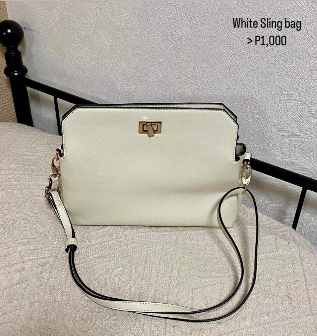 White sling bag (from Japan) (Category: Cross-body Bags) located in Binan City. Submitted by de.clutterbyM (Listing ID 1224790201, Image 2). Description: Decluttering Preloved (personal) bags from Japan. Kindly check each photo for price and details Location: Biñan, Laguna MOP: Gcash or Bank transfer MOD: Shopee checkout for shipping only (additional P10) 📌Reservations are for sure buyers only 📌NO TO JOY MINERS - Once you commented MINE, it's c