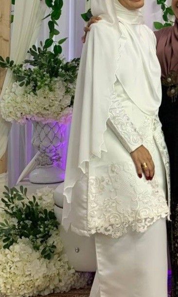 White Wedding Baju Kurung Baju putih pengantin Women s Fashion