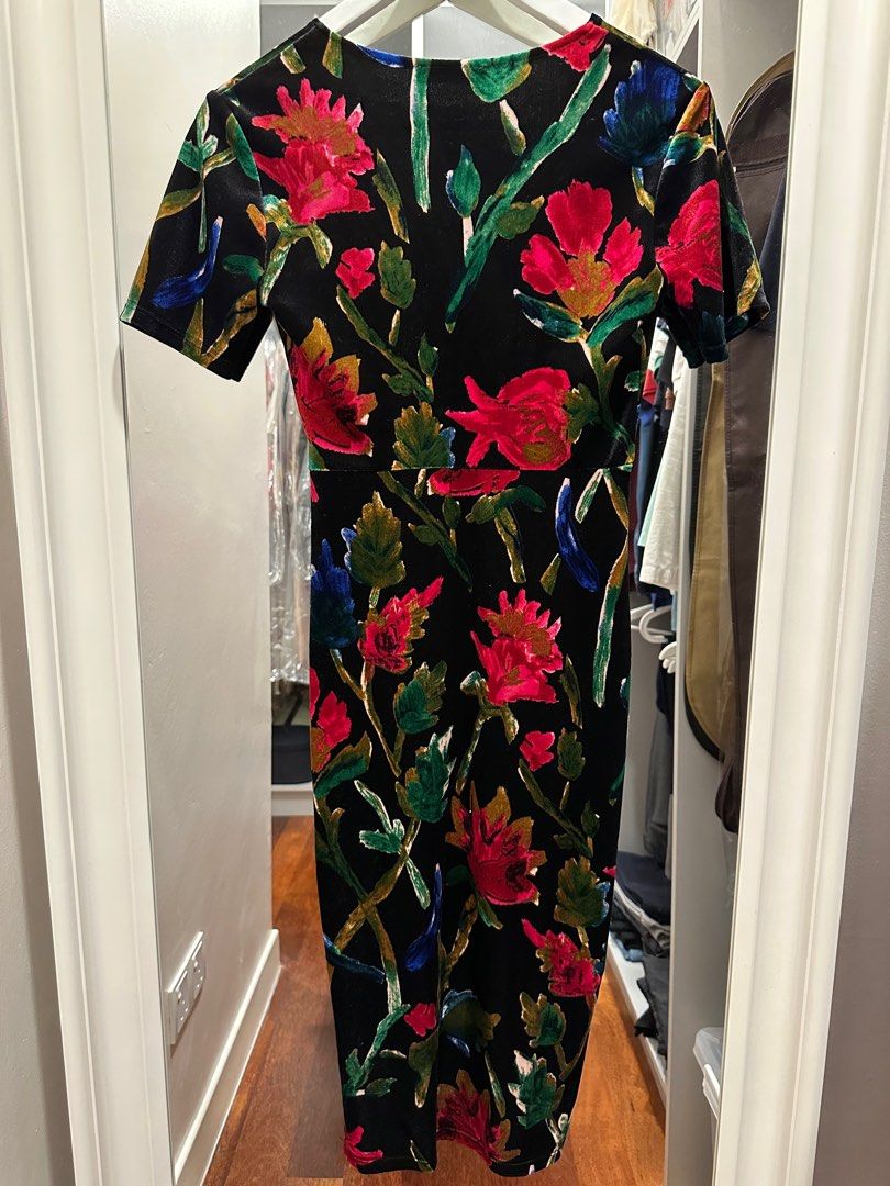 Zara Trafaluc Autumn Winter 17 18 Midi Floral Dress Velvet