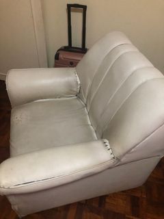1 seater sofa armchair white leatherette