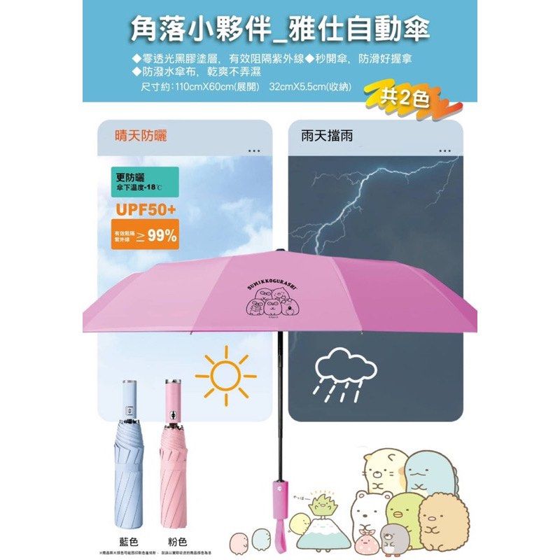 角落生物自動傘自動開合傘角落小夥伴雨傘晴雨傘抗UV 卡通現貨, 興趣及遊戲, 旅行, 雨傘在旋轉拍賣