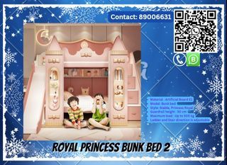🚢  Royal princess bunk bed 2 children's bed girl princess castle bed with bookcase bunk bed high and low bed mother slide bed small apartment 🚢