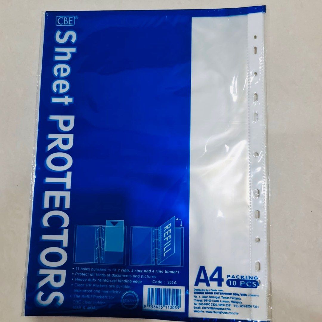 A4 Sheet Protector Refills KEMASRAYA, Hobbies & Toys, Stationery