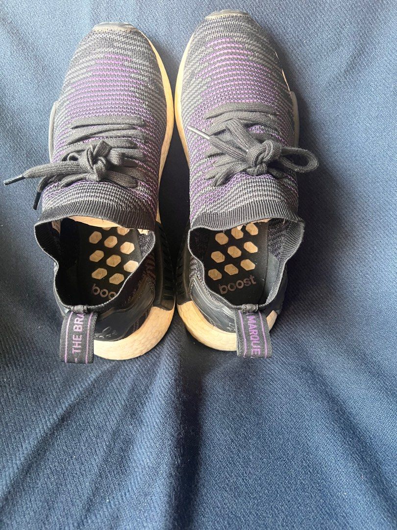 ADIDAS NMD R1 PRIMEKNIT BLACK AND PURPLE Women s Fashion