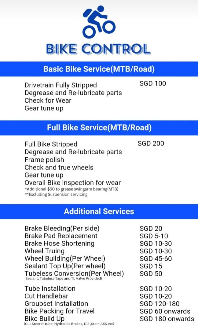 Bike service price 2025 list