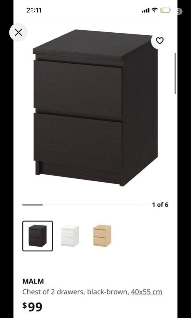 ALMOST NEW IKEA MALM Bedside Table Chest Drawer, Furniture & Home