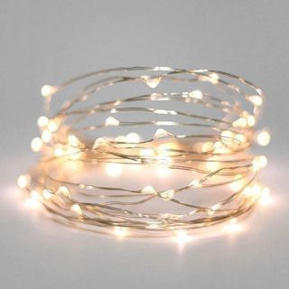 ANSIO Silver Cable Christmas Fairy Lights 100 Micro LED 5m Warm White Indoor Festive Wedding Bedroom Novelty Decorations Tree String Lights Battery Powered 5m Lit Length [Energy Class A+++]