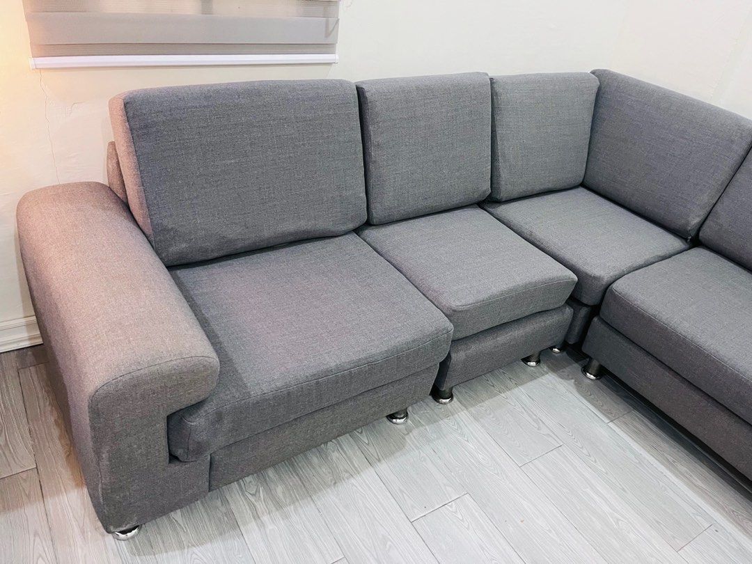Ash Gray L Shape Sofa Set, Furniture & Home Living, Furniture, Sofas on
