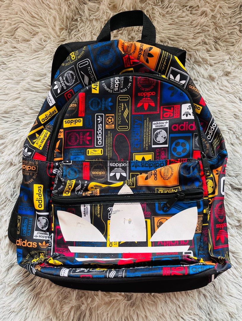 Authentic Adidas Colorful Logo Print Backpack Unisex