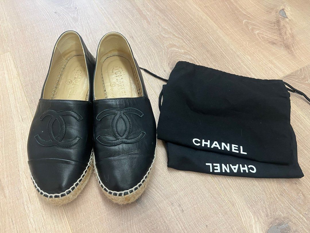 All black cheap chanel espadrilles