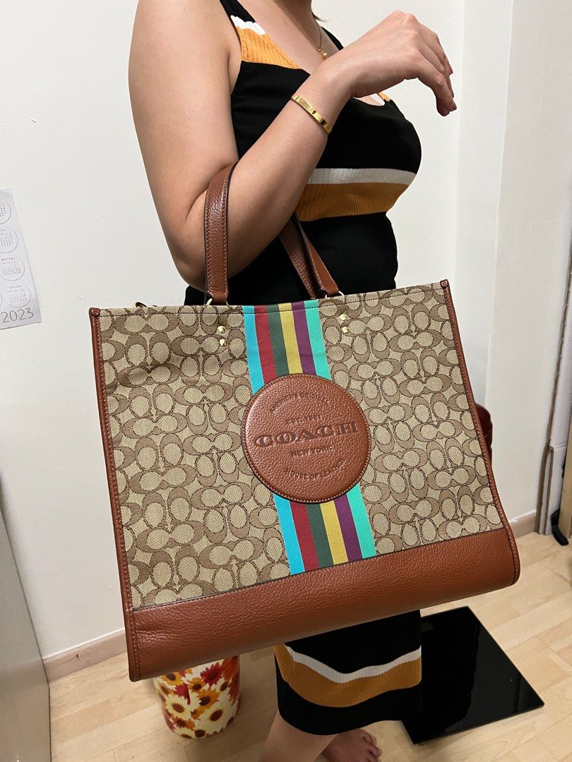 Dempsey shoulder bag in signature jacquard on sale with stripe and patch