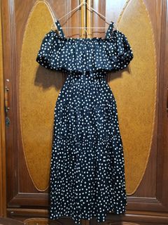 Authentic Dolce and Gabbana black polka midi dress