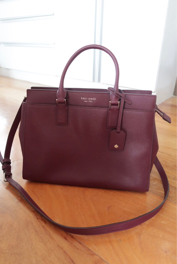 Authentic Kate Spade Deep Plum Bag Barely Used, Women's Fashion, Bags