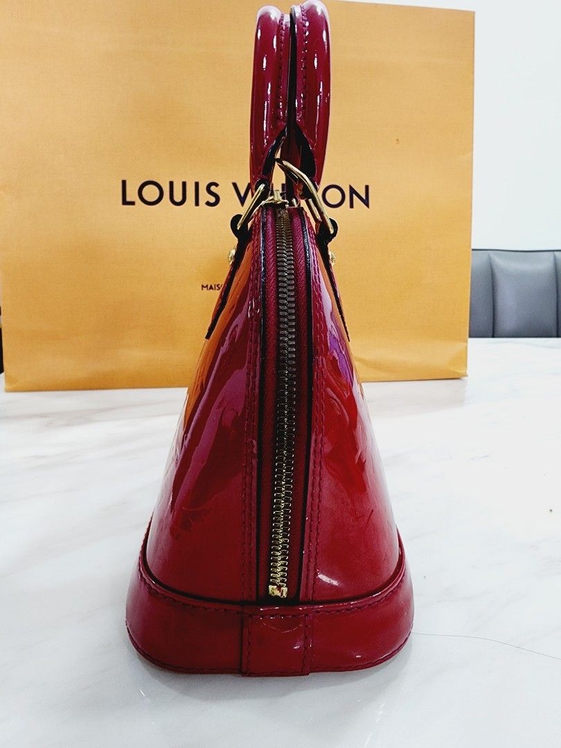 Louis Vuitton Red Monogram Vernis Alma PM Top Handle Bag Louis Vuitton