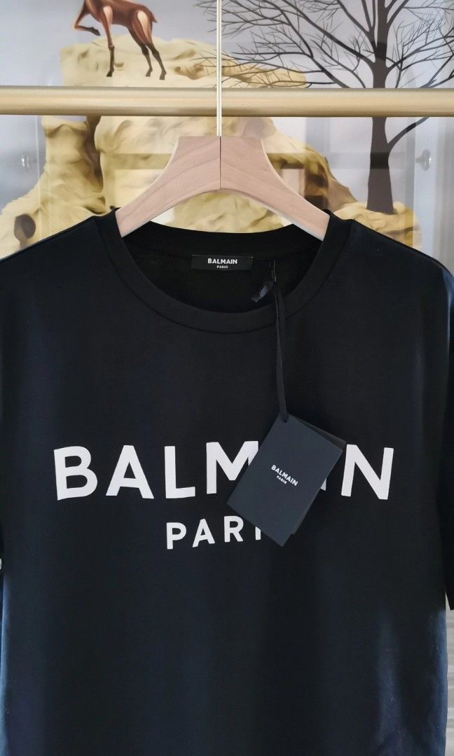 BALMAIN* T SHIRT BLACK, Men's Fashion, Coats, and Outerwear