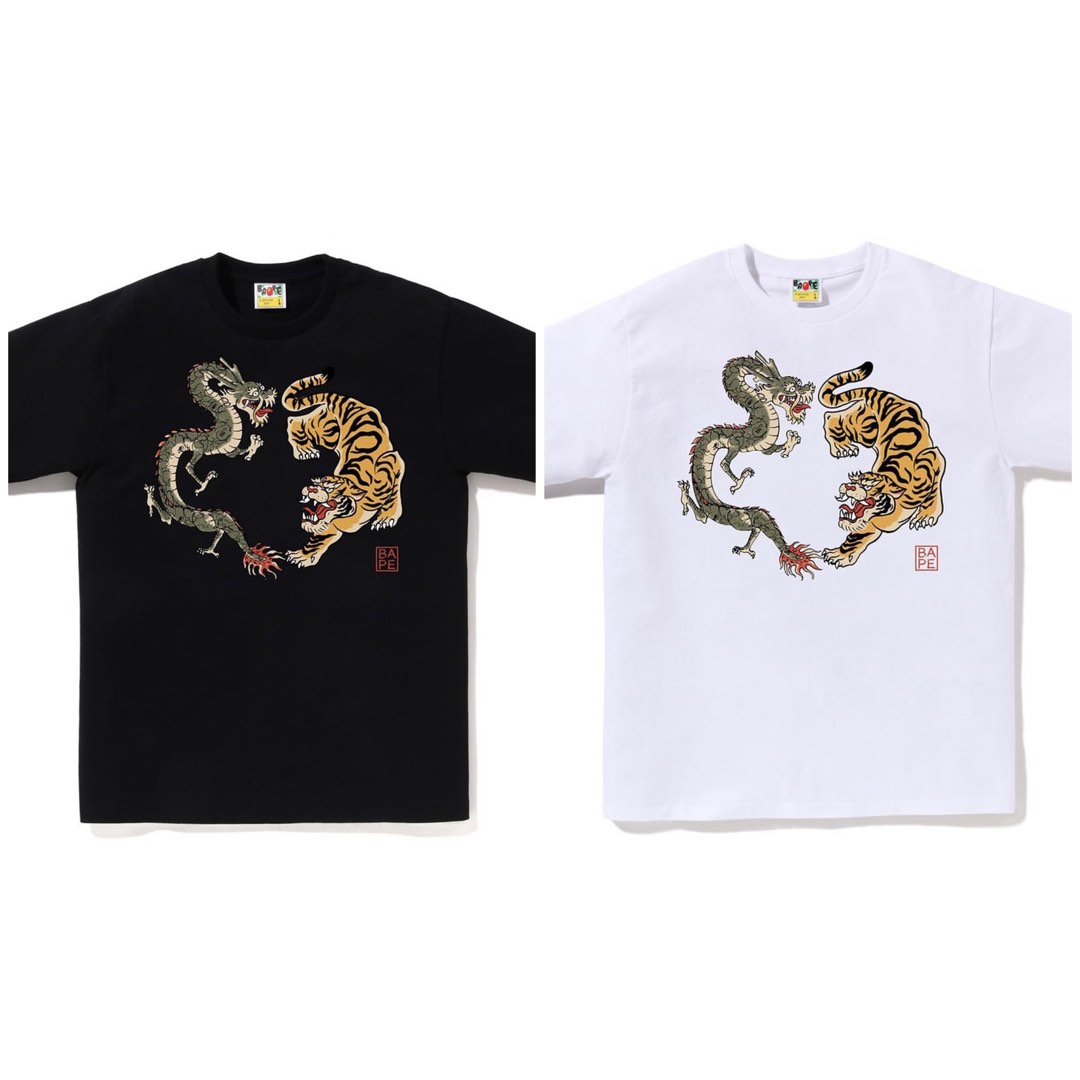 JAPAN CULTURE TIGER AND DRAGON TEE MENS