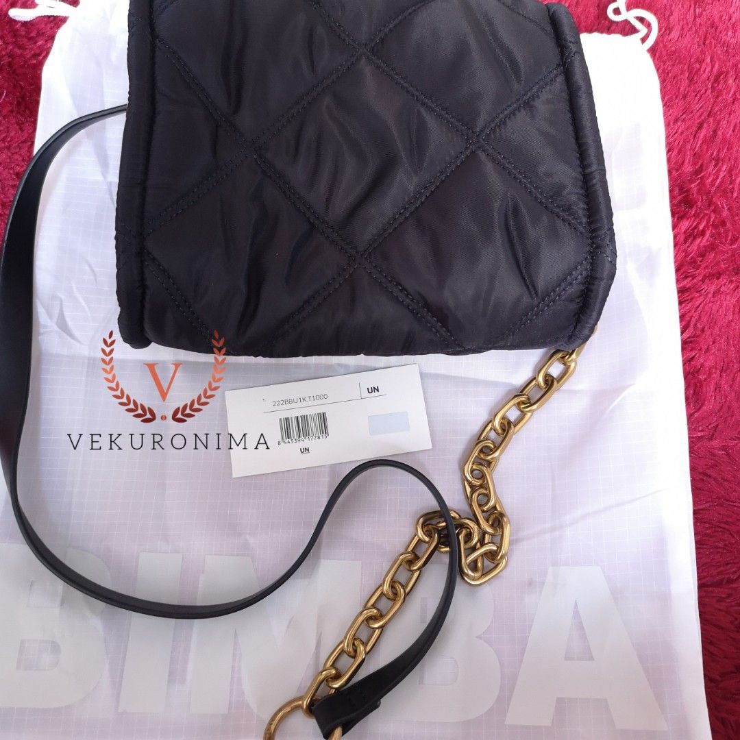 Bimba Y Lola Padded Nylon Flap Crossbody Bag Medium (Black Gold), Barang  Mewah, Tas & Dompet di Carousell