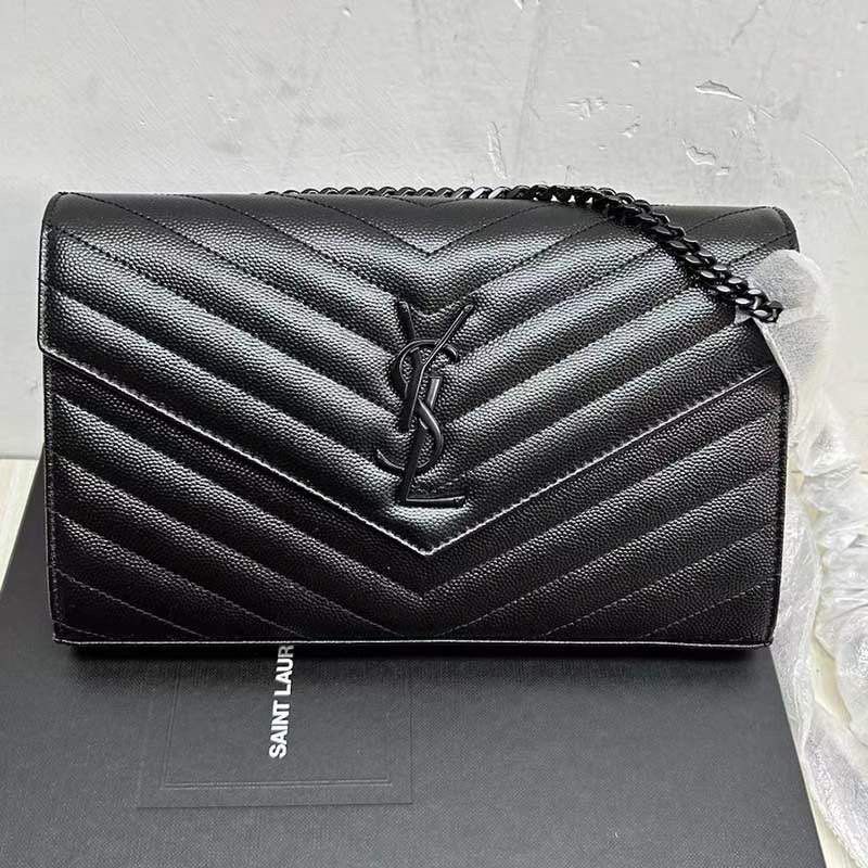 Ysl saint laurent wallet on chain authentic black gold hardware, Luxury,  Bags & Wallets on Carousell