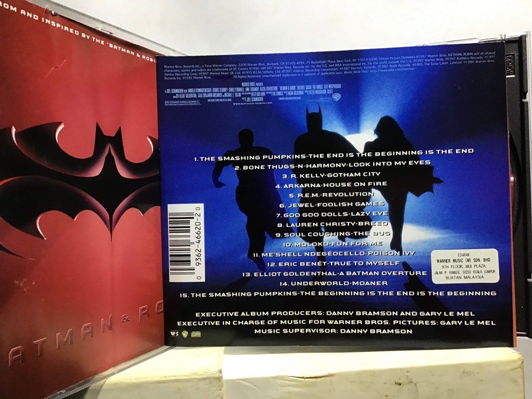 CD Batman & Robin OST - Smashing Pumpkins Bine Thugs harmony OOP ORIGINAL  PRESS Anubis 90s Soundtrack, Hobbies & Toys, Music & Media, CDs & DVDs on  Carousell