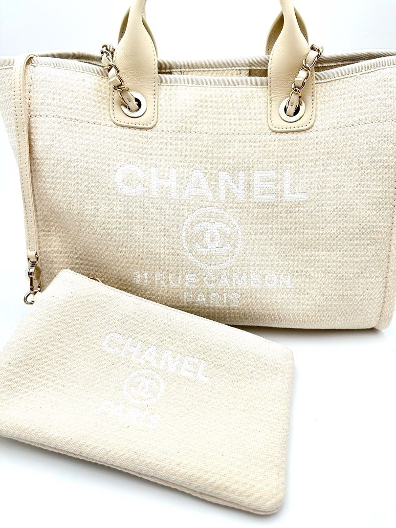 Chanel deauville tote sale cream