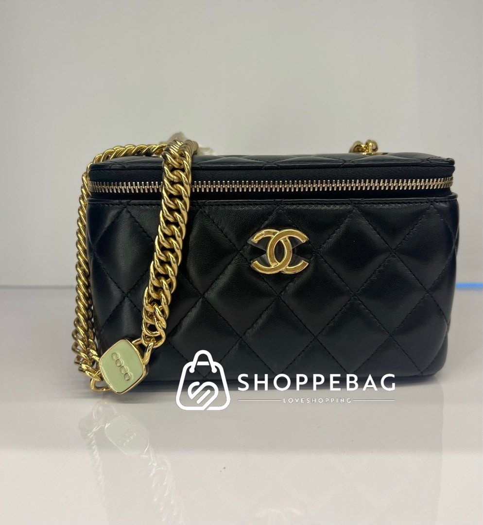 Chanel Vanity Case Lambskin Black GHW, Luxury, Bags & Wallets on Carousell