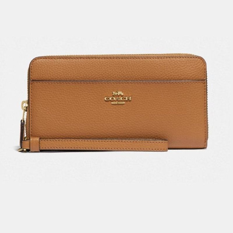 Coach accordion zip wallet with wristlet strap deals