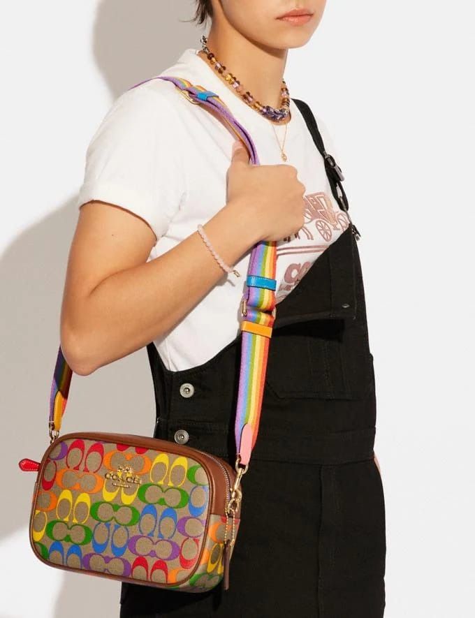 Coach Jamie Camera Bag In Rainbow Signature Canvas Women Crossbody Sling Messenger Shoulder Bag