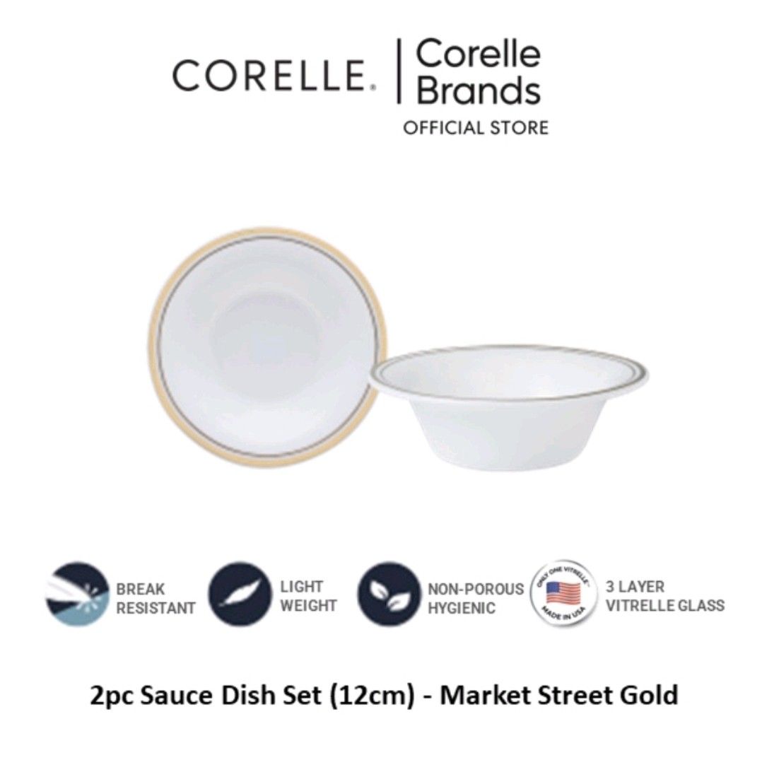 Corelle Dinnerware 12cm Sauce Dish Market Street Gold New York 2pc set